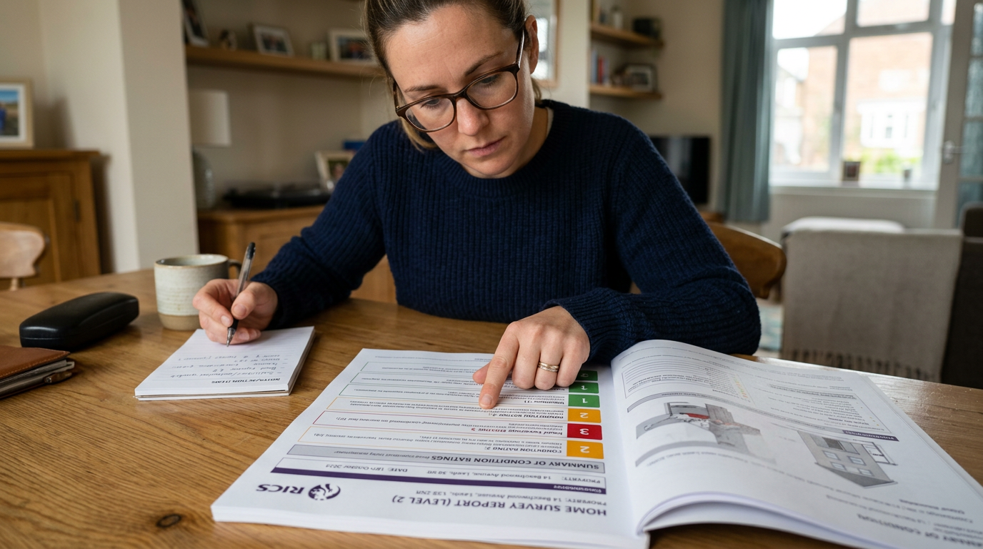 RICS Level 2 Home Survey report document showing condition ratings for Watford property