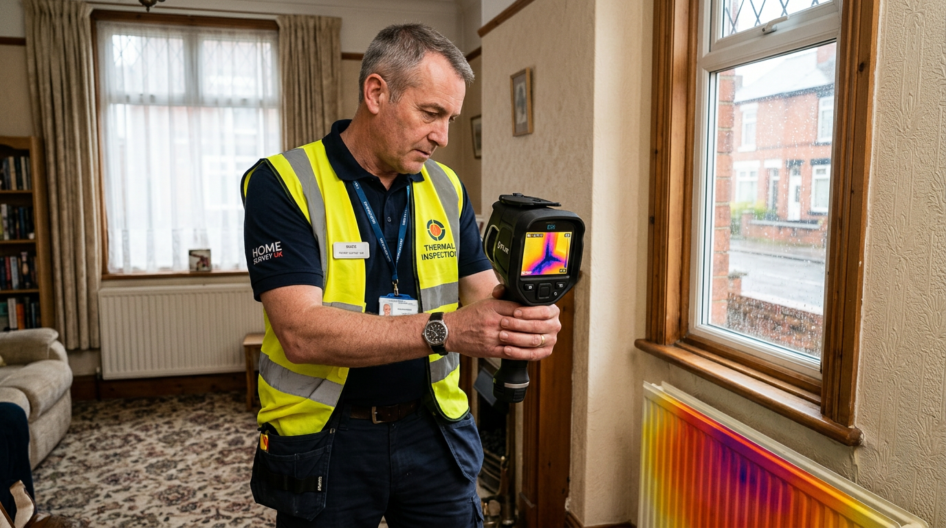 Thermal imaging survey detecting hidden damp and cold bridges in Watford property walls